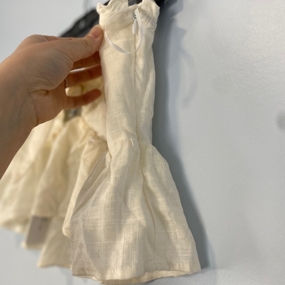 OLIA Taylor Linen Blend Strapless Crop Tie Top Sz Medium M Cream Summer Vacation - Picture 5 of 8